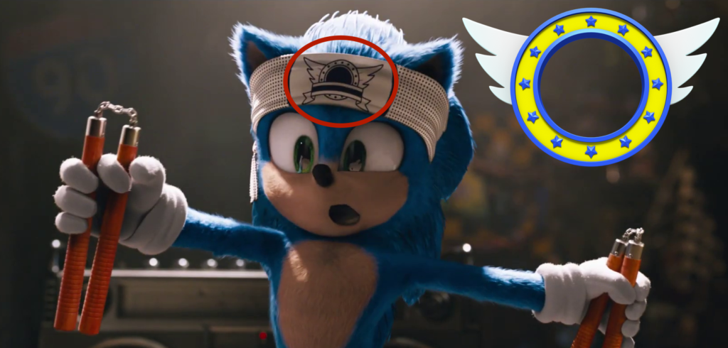 When Sonic plays with the nunchakus in the ribbon he wears you can see the window where Sonic himself appears in the presentations of his classic games.